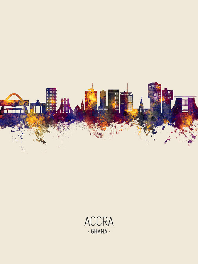 Accra Ghana Skyline #82 Digital Art by Michael Tompsett