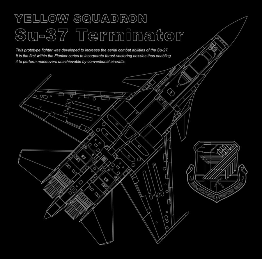 Ace Combat Yellow Squadron Su 37 Terminator Blueprint Digital Art By