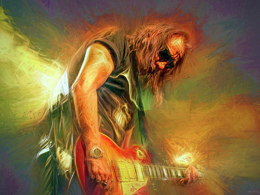 Ace Frehley Guitarist Mixed Media by Mal Bray