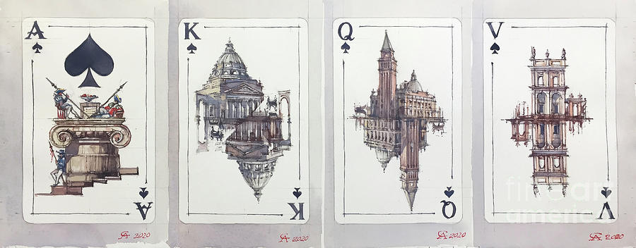 Ace, king, queen and jack of Hearts by Andrey Svistunov