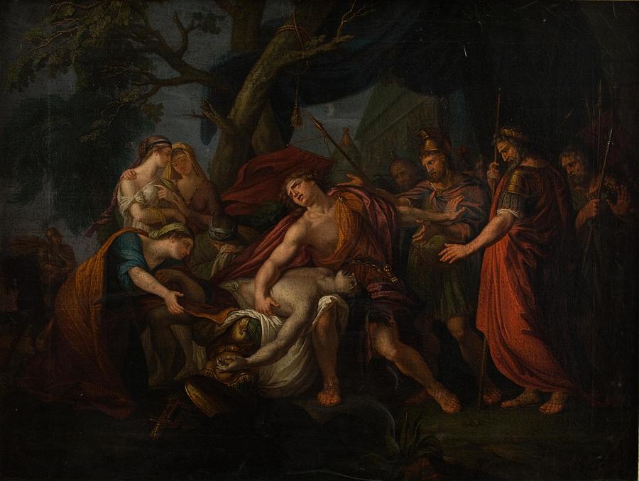 Achilles Lamenting the Death of Patroclus art Drawing by After Hamilton