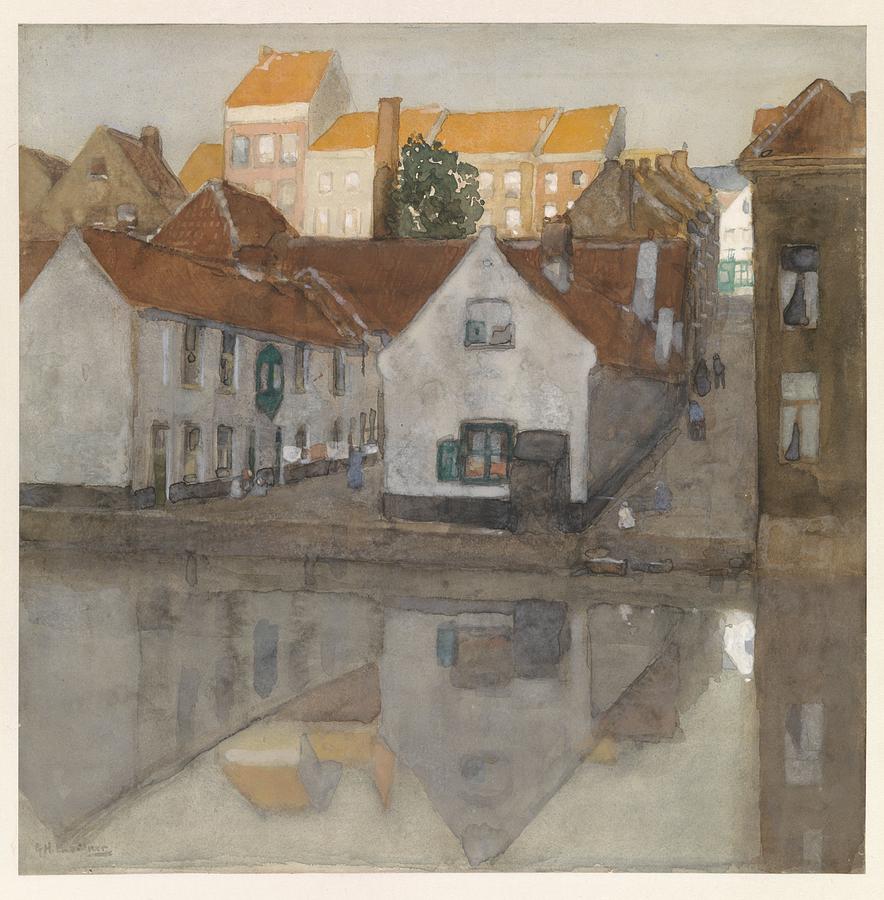 Achterbuurt te Gent, George Hendrik Breitner, 1911 Painting by Achterbuurt