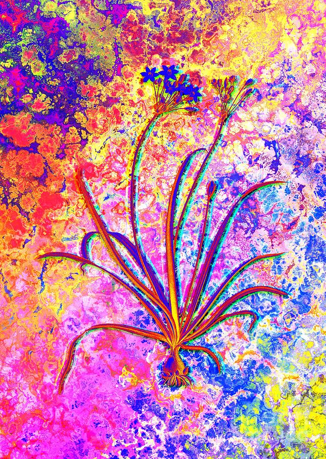 Acid Neon Allium Fragrans Botanical Art N.0181 Painting