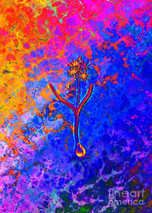 Acid Neon Alpine Squill Botanical Art N.0563 Painting