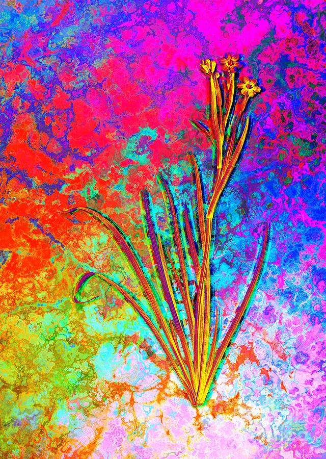 Acid Neon Bermudiana Botanical Art n.0337 Painting by Holy Rock Design