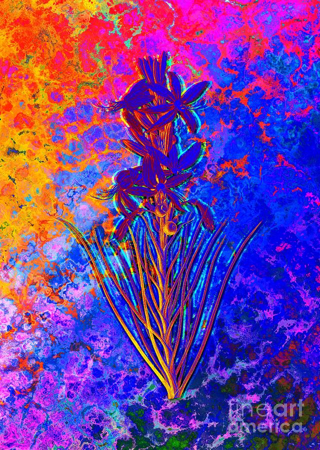 Acid Neon Blooming Yellow Asphodel Botanical Art N.0765 Painting