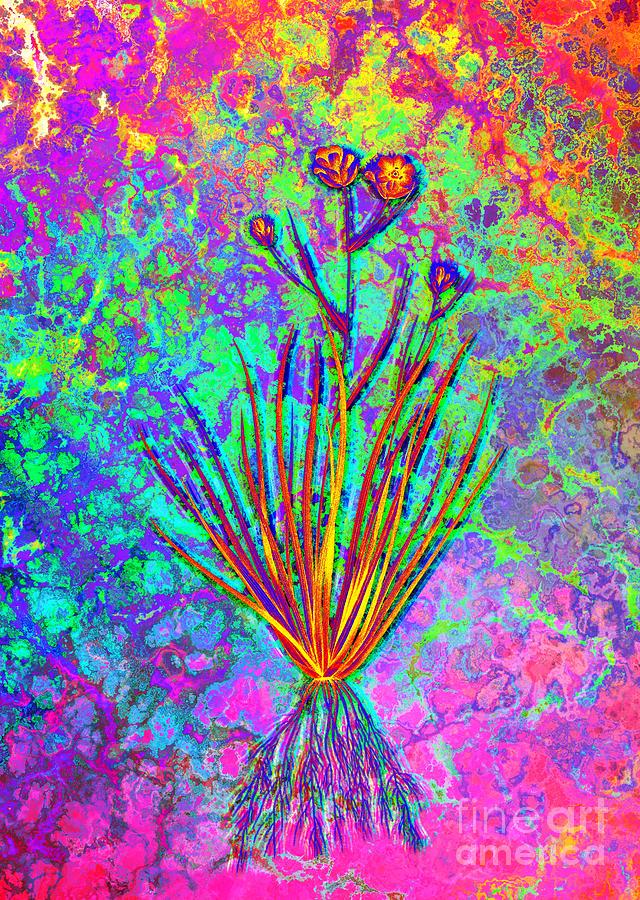 Acid Neon Blue Corn Lily Botanical Art N.0767 Painting