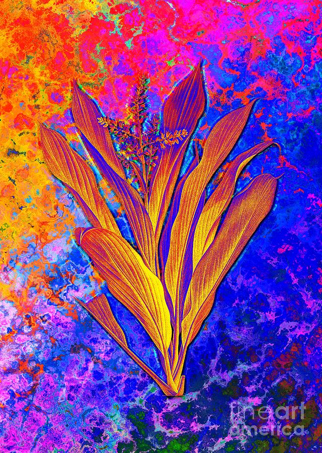 Acid Neon Cordyline Fruticosa Botanical Art N.0009 Painting