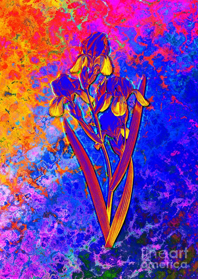 Acid Neon Elder Scented Iris Botanical Art N.0743 Painting