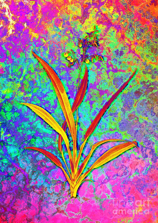 Acid Neon Flax Lilies Botanical Art N.0649 Painting