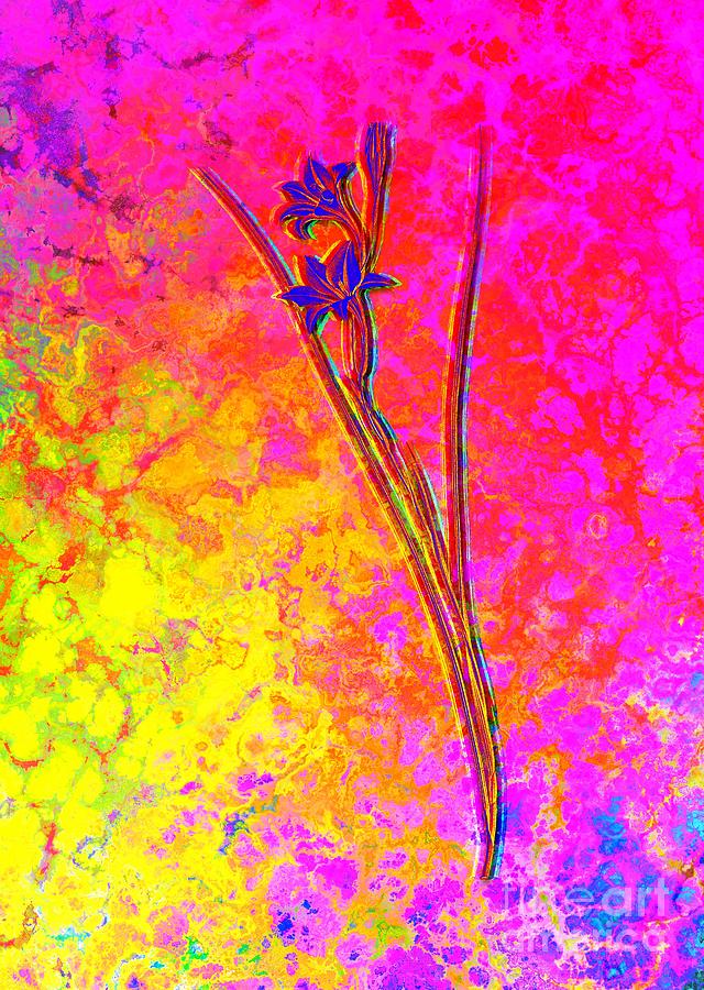 Acid Neon Gladiolus Botanical Art N.0771 Painting