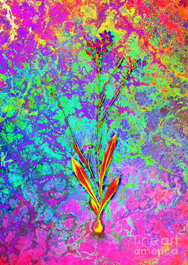 Abstract Painting - Acid Neon Gladiolus Junceus Botanical Art n.0483 by Holy Rock Design