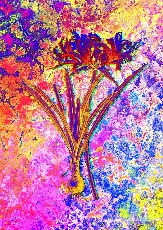 Acid Neon Golden Hurricane Lily Botanical Art N.0485 Painting