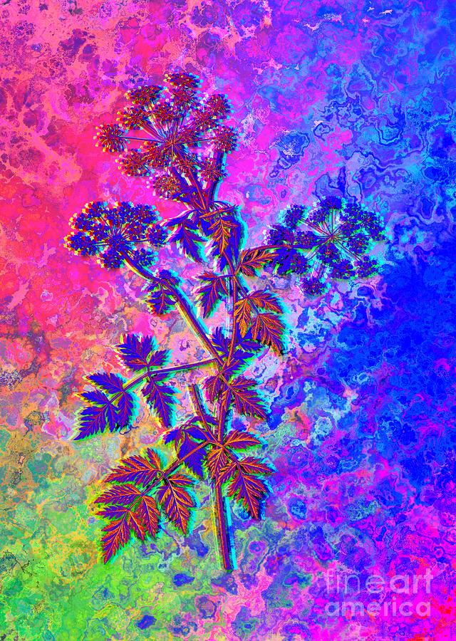 Acid Neon Hemlock Flowers Botanical Art N.0597 Painting