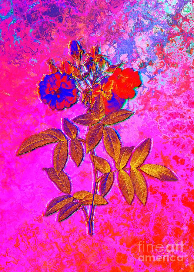 Acid Neon Hudson Rose Botanical Art N.0539 Painting