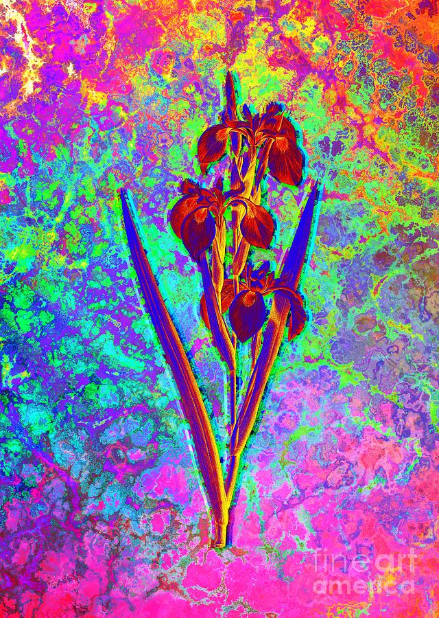 Acid Neon Irises Botanical Art N.0375 Painting