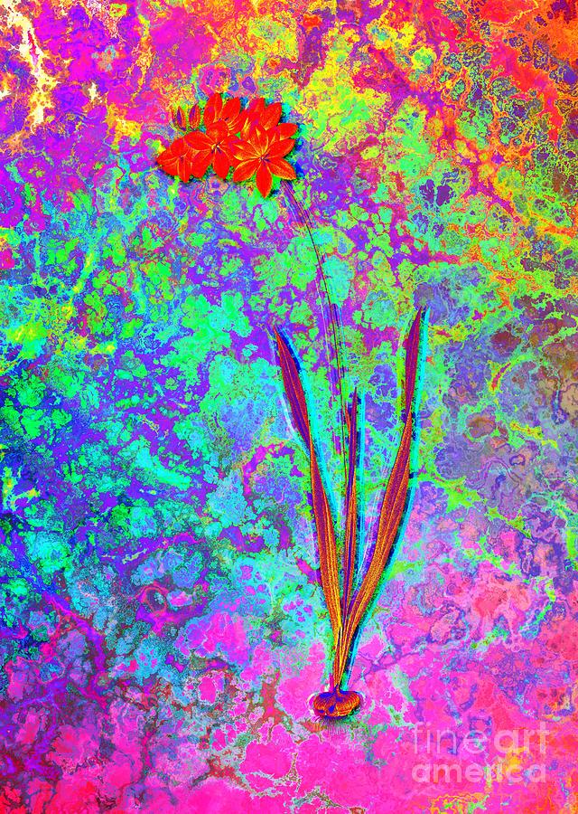 Acid Neon Ixia Filiformis Botanical Art N.0433 Painting