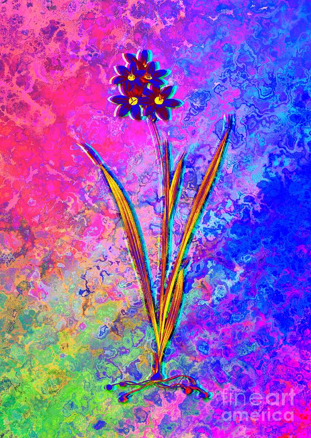 Acid Neon Ixia Fusco Citrina Botanical Art N.0607 Painting