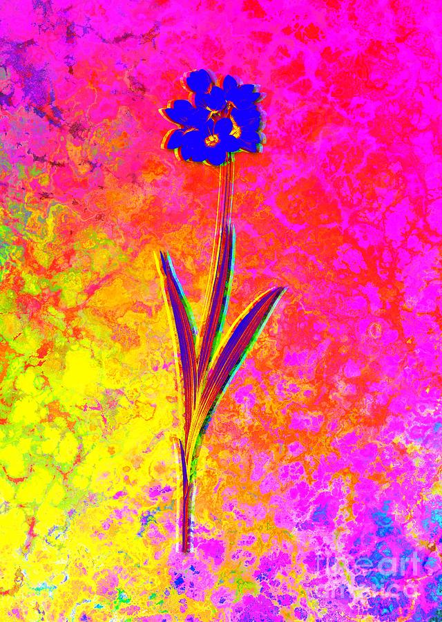 Acid Neon Ixia Maculata Botanical Art n.0303 Painting by Holy Rock Design