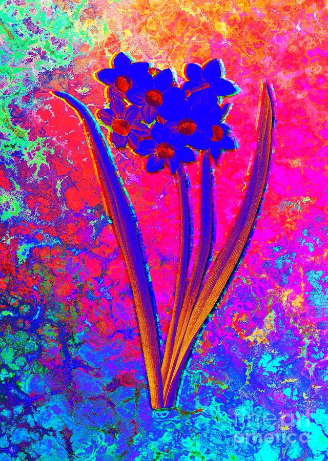 Acid Neon Narcissus Easter Flower Botanical Art N.0869 Painting