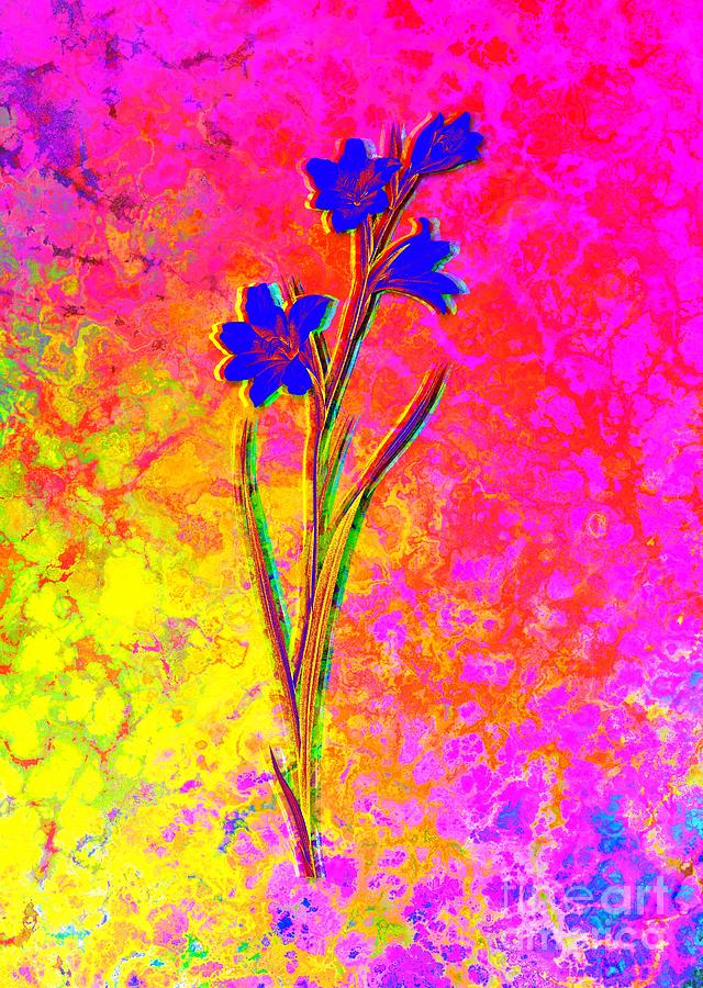Acid Neon Painted Lady Botanical Art N.0173 Painting