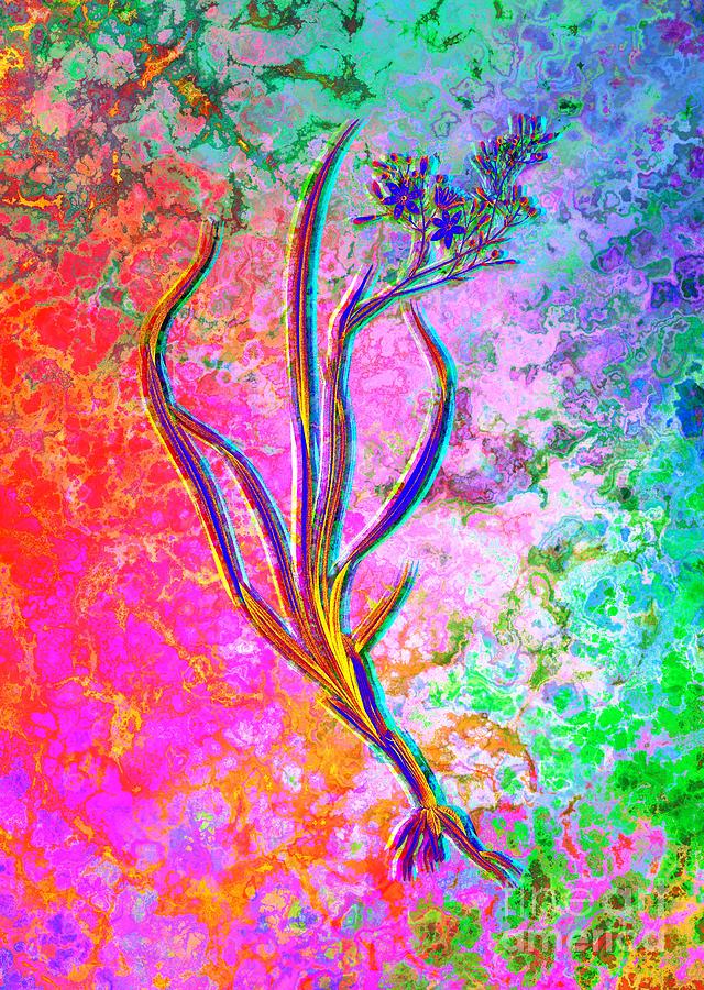 Acid Neon Phalangium Bicolor Botanical Art n.0309 Painting by Holy Rock Design