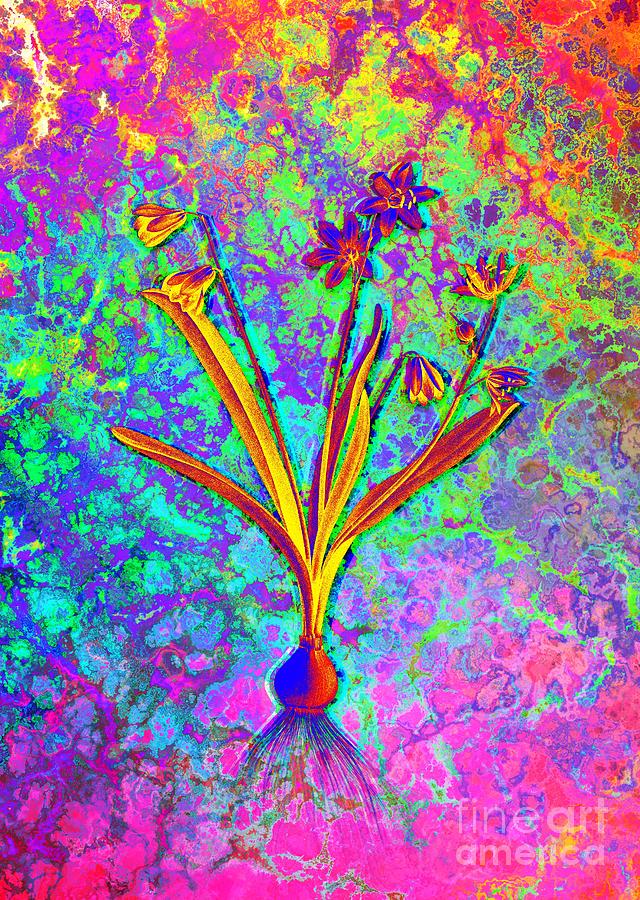 Acid Neon Scilla Amoena Botanical Art n.0365 Painting by Holy Rock Design