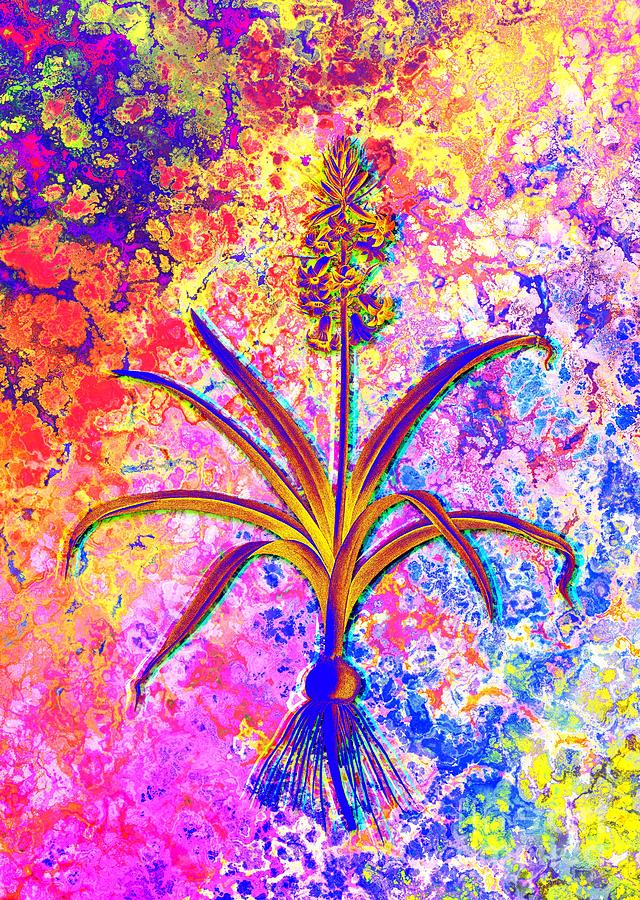 Acid Neon Scilla Patula Botanical Art N.0679 Painting