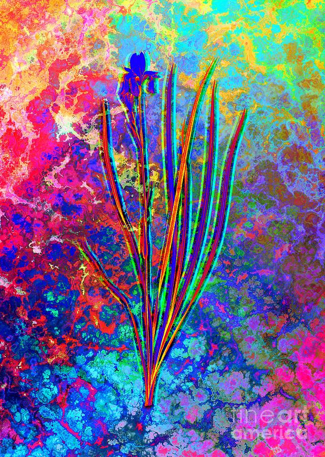 Acid Neon Siberian Iris Botanical Art n.0347 Painting by Holy Rock Design