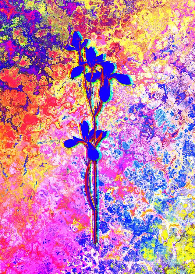 Acid Neon Siberian Iris Botanical Art N.0813 Painting