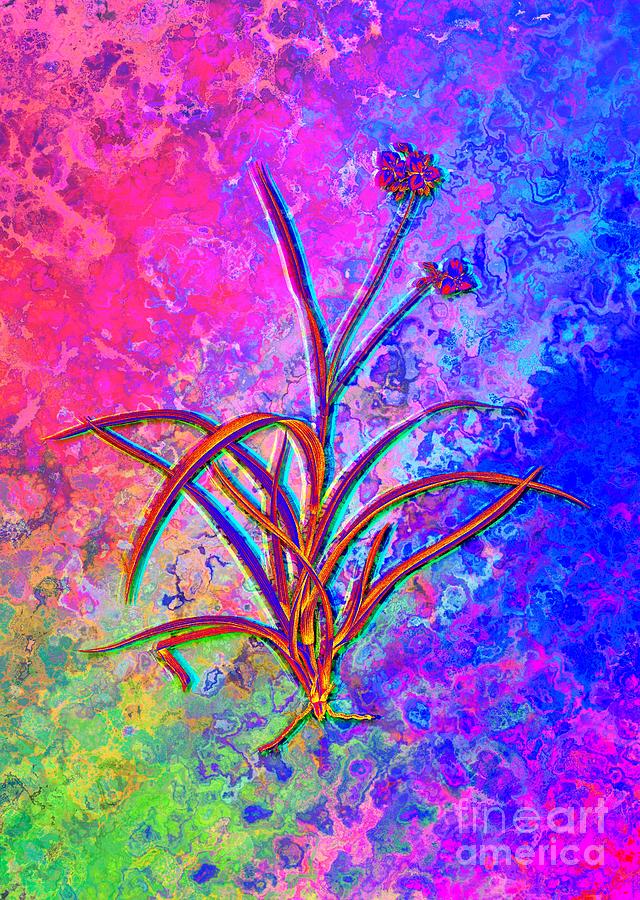 Abstract Painting - Acid Neon Spiderwort Botanical Art n.0641 by Holy Rock Design