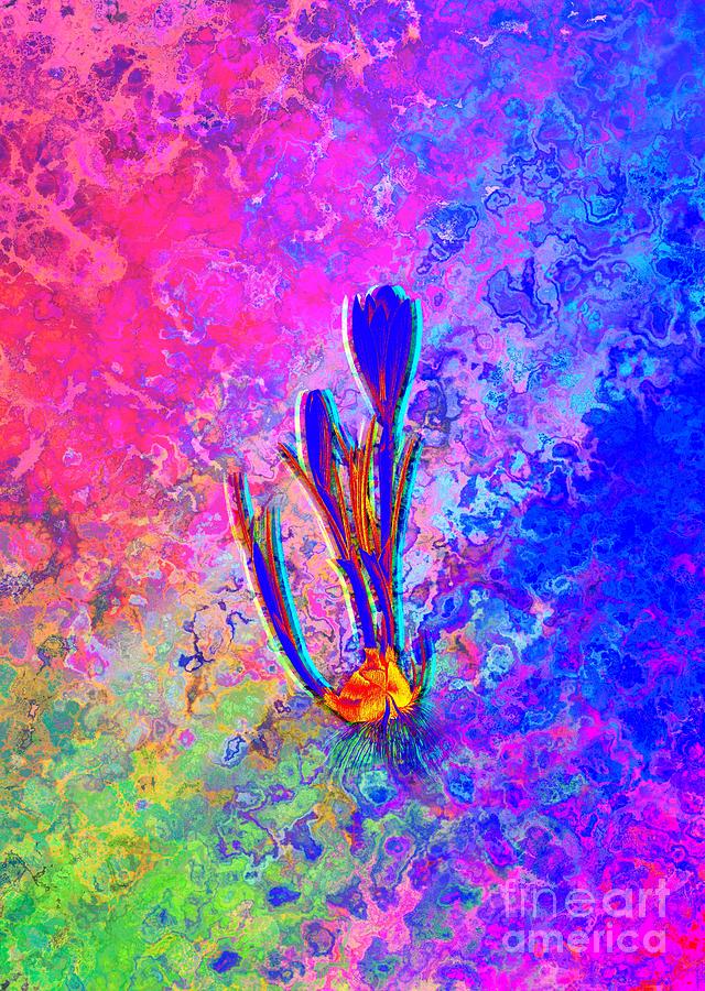 Acid Neon Spring Crocus Botanical Art N.0447 Painting