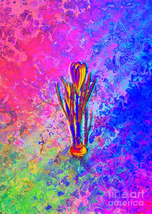 Acid Neon Spring Crocus Botanical Art N.0859 Painting