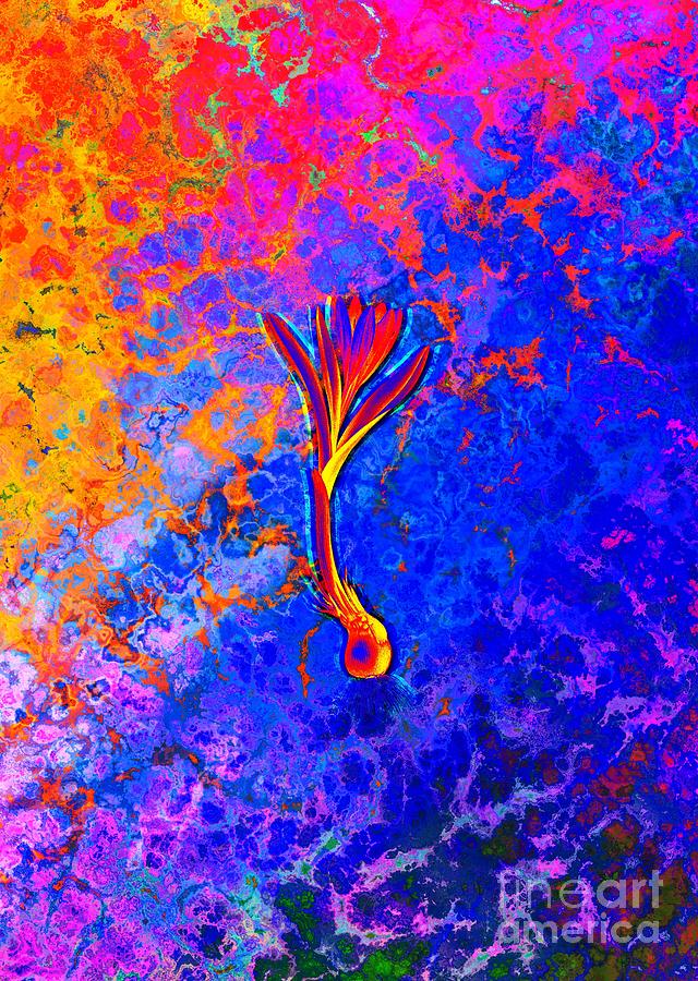 Acid Neon Spring Meadow Saffron Botanical Art N.0533 Painting