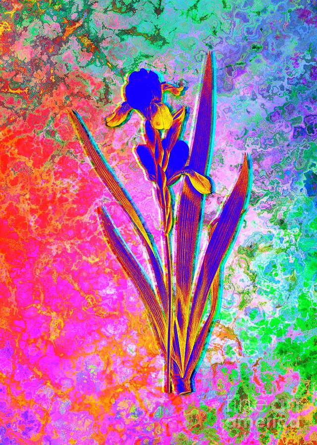 Acid Neon Tall Bearded Iris Botanical Art n.0321 Painting by Holy Rock Design