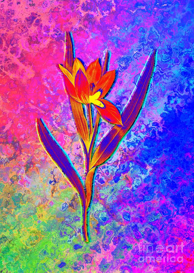 Acid Neon Tulipa Oculus Colis Botanical Art n.0357 Painting by Holy Rock Design