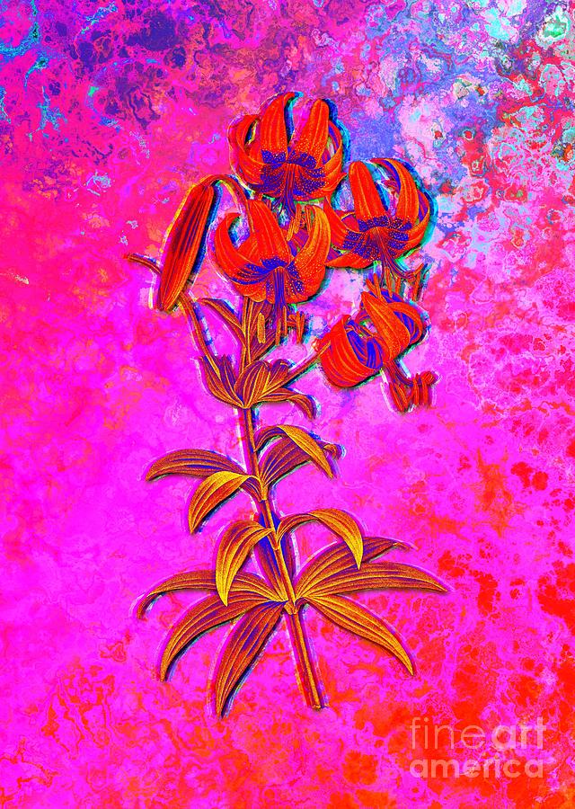Acid Neon Turban Lily Botanical Art N.0041 Painting