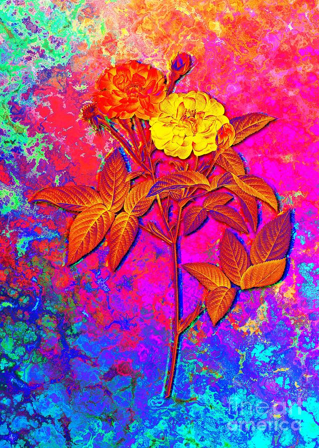 Acid Neon Van Eeden Rose Botanical Art n.0341 Painting by Holy Rock Design