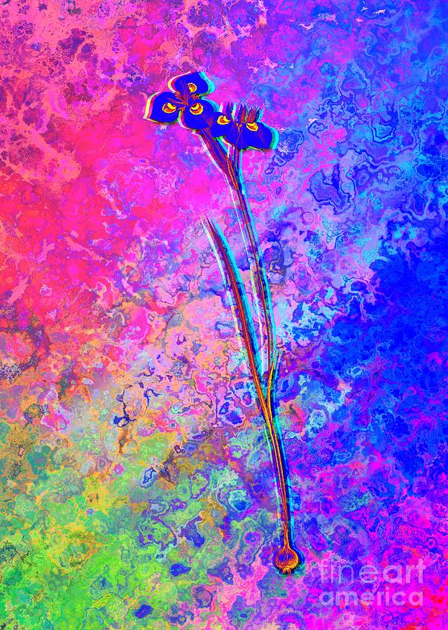 Acid Neon Vieusseuxia Glaucopis Botanical Art n.0301 Painting by Holy Rock Design