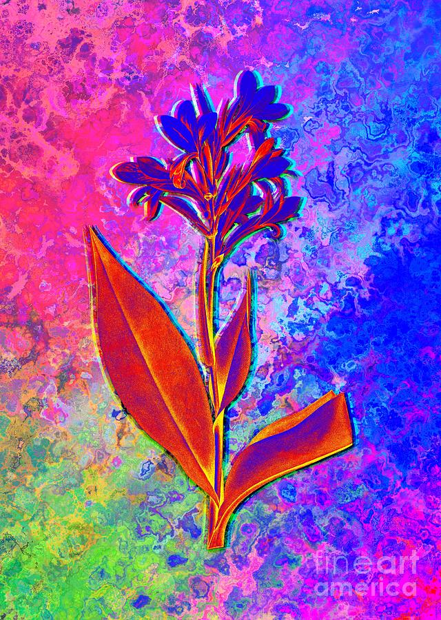 Acid Neon Water Canna Botanical Art N.0795 Painting