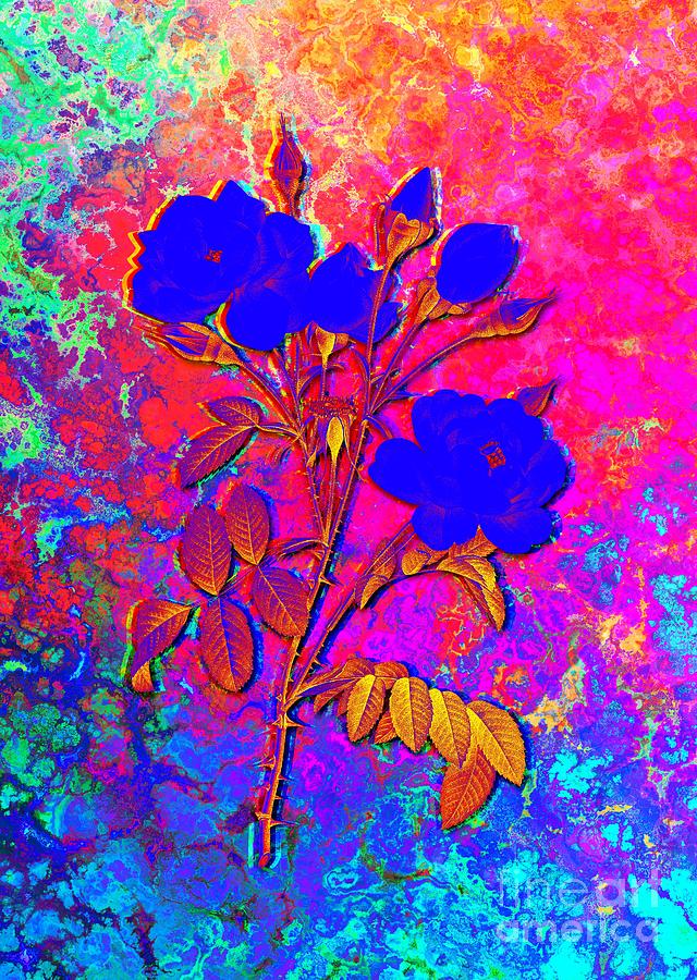 Acid Neon White Rose Botanical Art N.0503 Painting