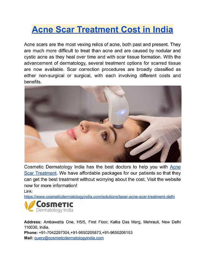 Acne Scar Treatment Cost In India