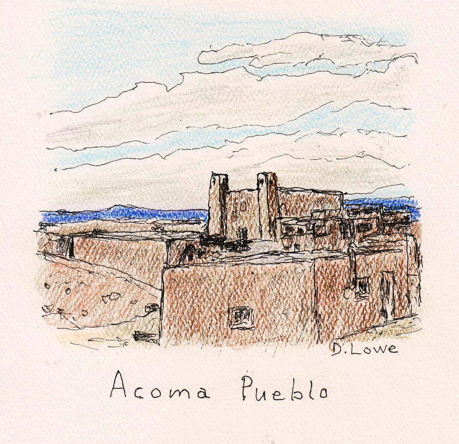 Acoma Pueblo Drawing by Danny Lowe