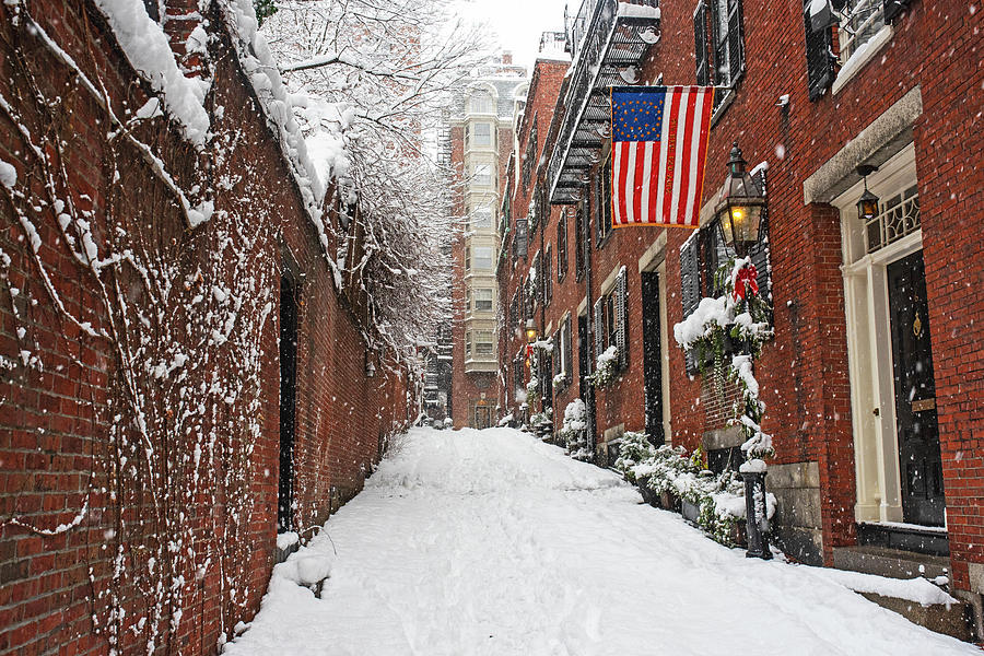 Acorn Street Covered in Snow in Boston Massachusetts Photograph by Toby McGuire