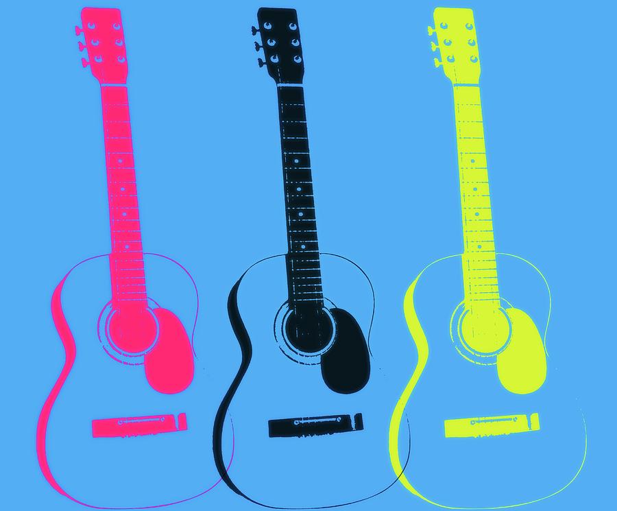 Acoustic Guitar Pop Art Trio Digital Art by Dan Sproul