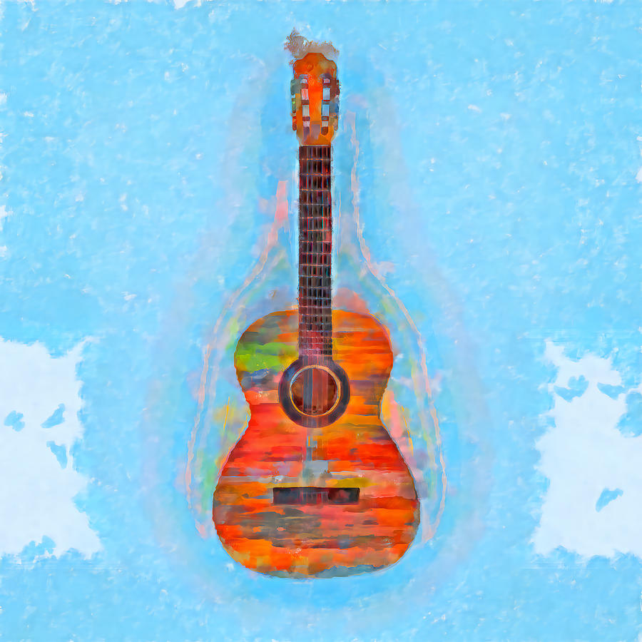 Acoustic Guitar Simple - Aquarelle Noveau - Updated Digital Art by Tony ...