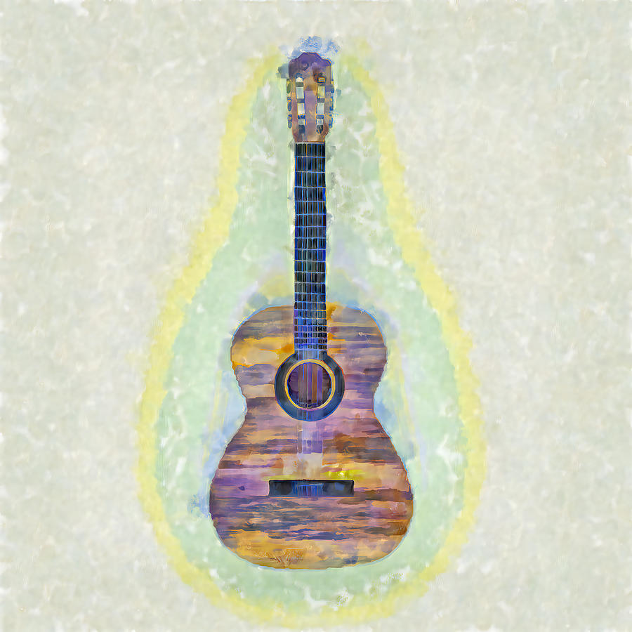 Acoustic Guitar Simple - Gogh Blue - Updated Digital Art by Tony ...
