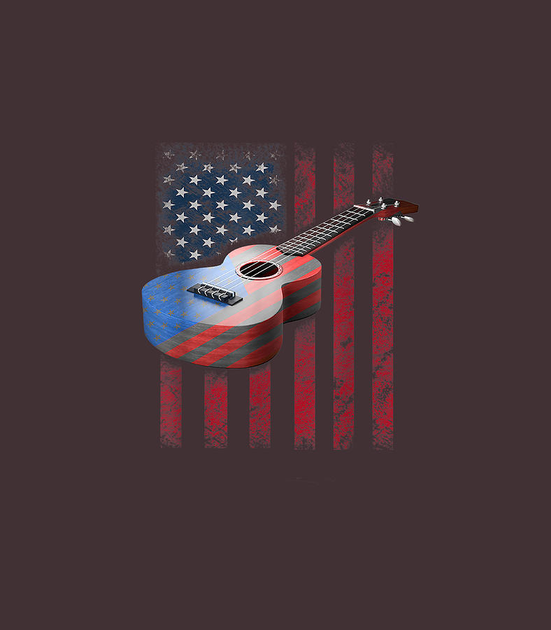 Acoustic Guitar US Flag Vintage Guitaris Digital Art by Yoseph LexiLe ...