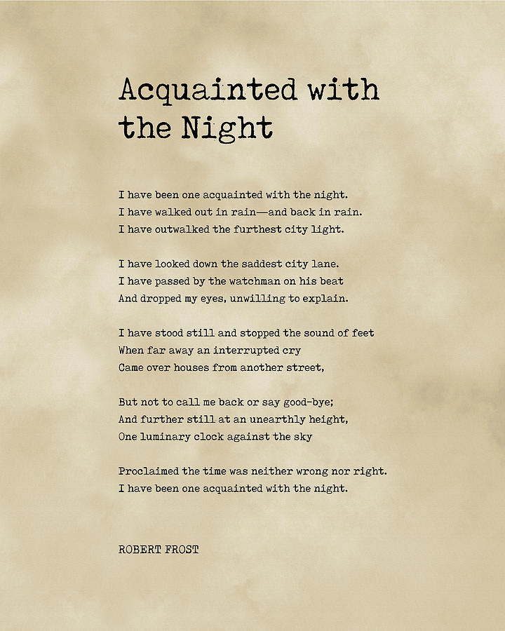 Acquainted With The Night - Robert Frost Poem - Literature - Vintage Style Typewriter Print Digital Art by Studio Grafiikka