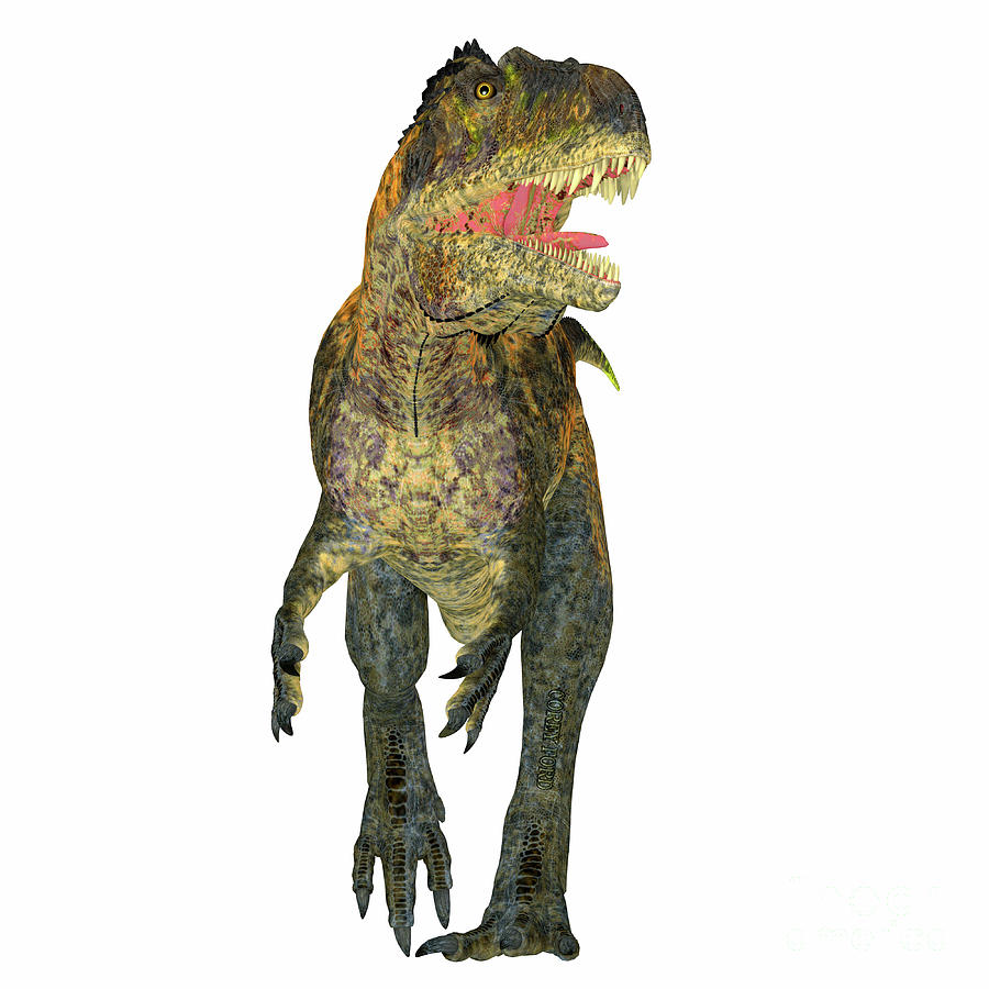 Acrocanthosaurus Dinosaur Front Digital Art by Corey Ford